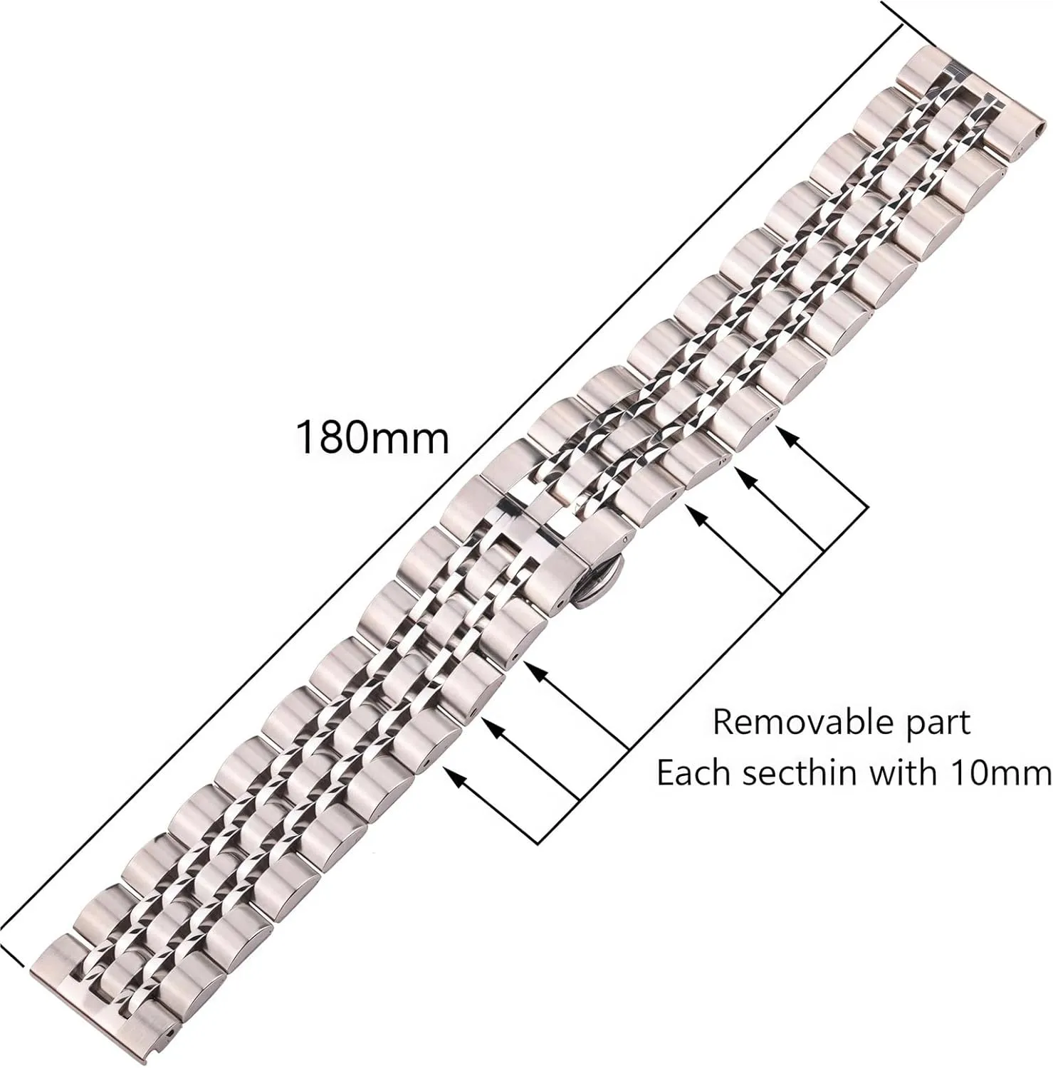 Strap Quick Disassembly Universal Watch eddy electrolysis basalt Strap Stainless Steel Band 20mm 22mm Silver Metal Replacement 