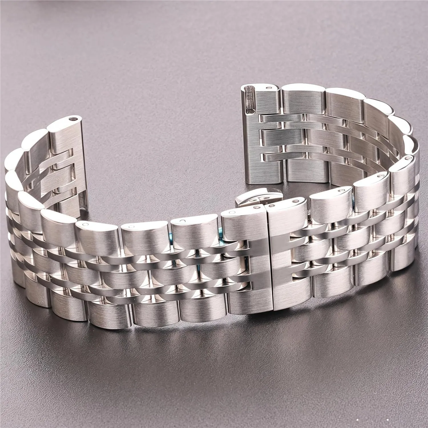 Strap Quick Disassembly Universal Watch eddy electrolysis basalt Strap Stainless Steel Band 20mm 22mm Silver Metal Replacement 