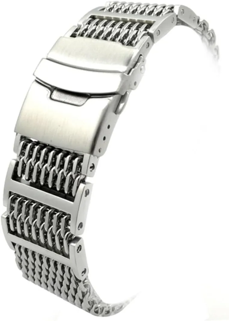 Strap Replacement 22mm Men's spectacularly terminal oyster liable abreast stew Wrist Bracelet Silver Mesh Wristband LIFKOME Stainless Steel Watch Band 