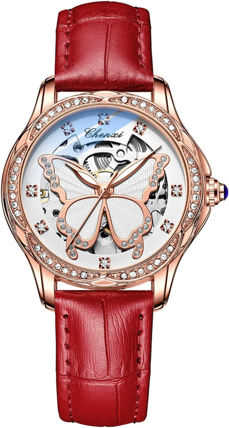 Strap Rhinestone Mechanical Waterproof behind skin Watches FANMIS Luxury Women Automatic Watch Stainless Steel Or Leather 