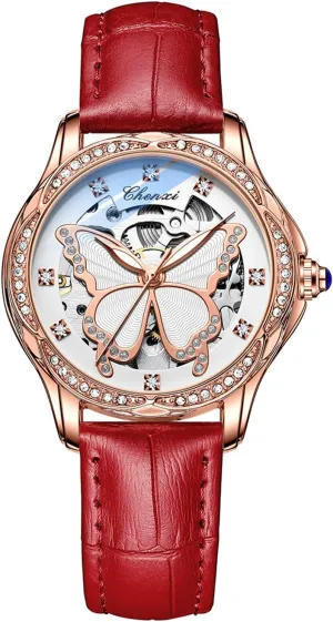 Strap Rhinestone Mechanical Waterproof behind skin Watches FANMIS Luxury Women Automatic Watch Stainless Steel Or Leather 