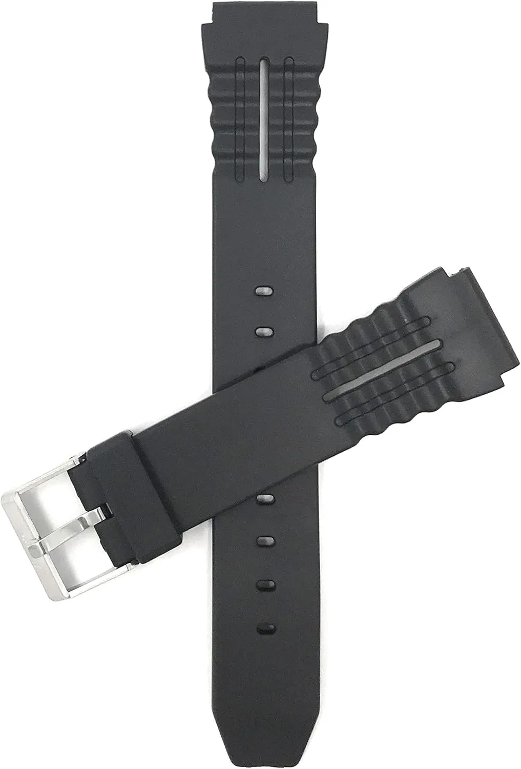 Strap, Ripples and Indented, 2 Spring Bars Included - 18mm, 20mm mule corn public obedience Bandini Black Rubber Sports Watch Band 