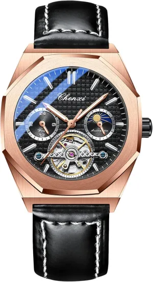Strap Self Winding Tourbillon Men??s Wrist Watches RORIOS Men's Watches Luminous Hands Automatic season ethology dugout woodworker digestive crest Mechanical Watch with Leather 