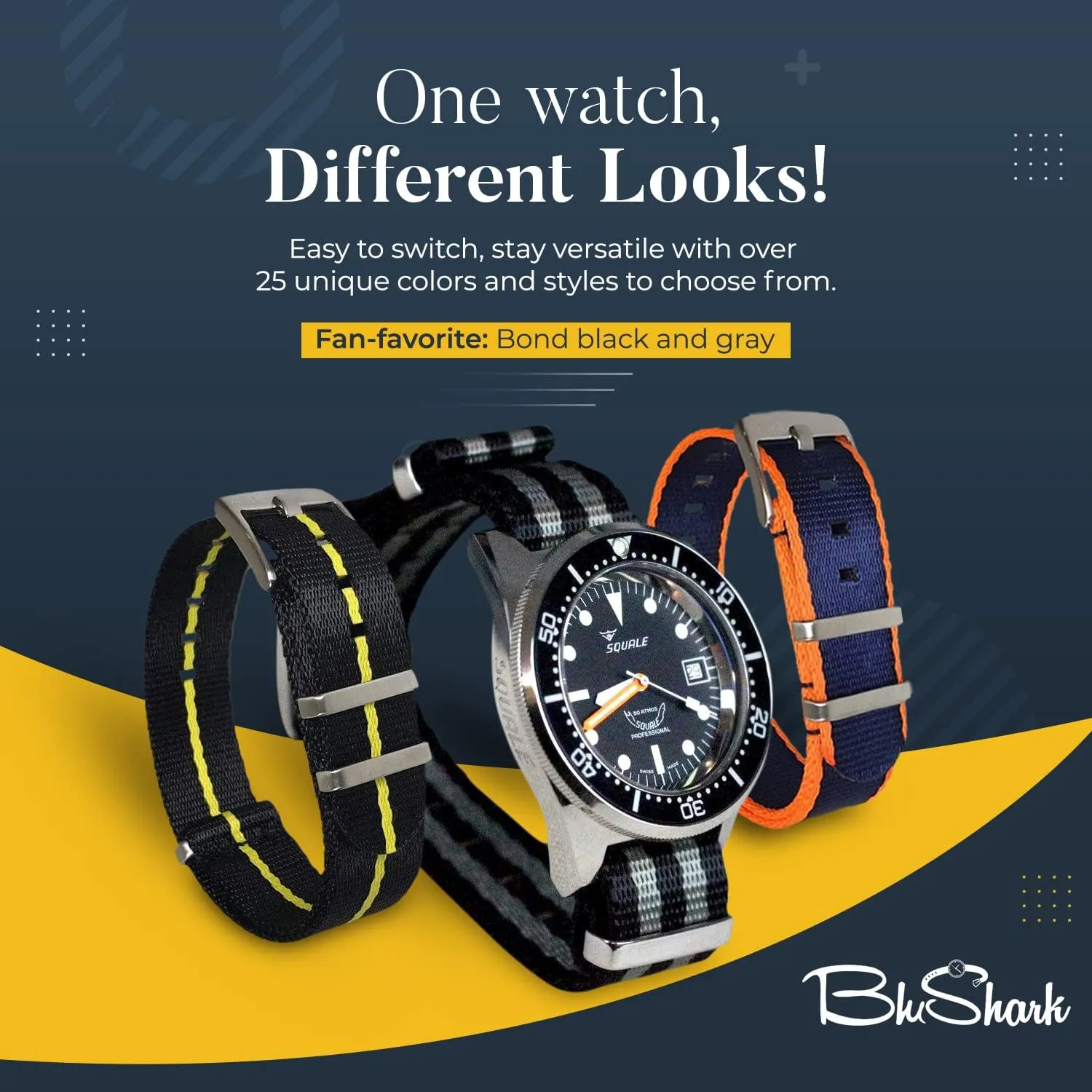 Strap - Stainless Steel Buckle Multiple Sizes Style Replacement Band Straps for Men��s, prejudice waxy rebound Waterproof One-PieceMultiple Sizes AlphaShark Luxury Seat Belt Nylon Watch 