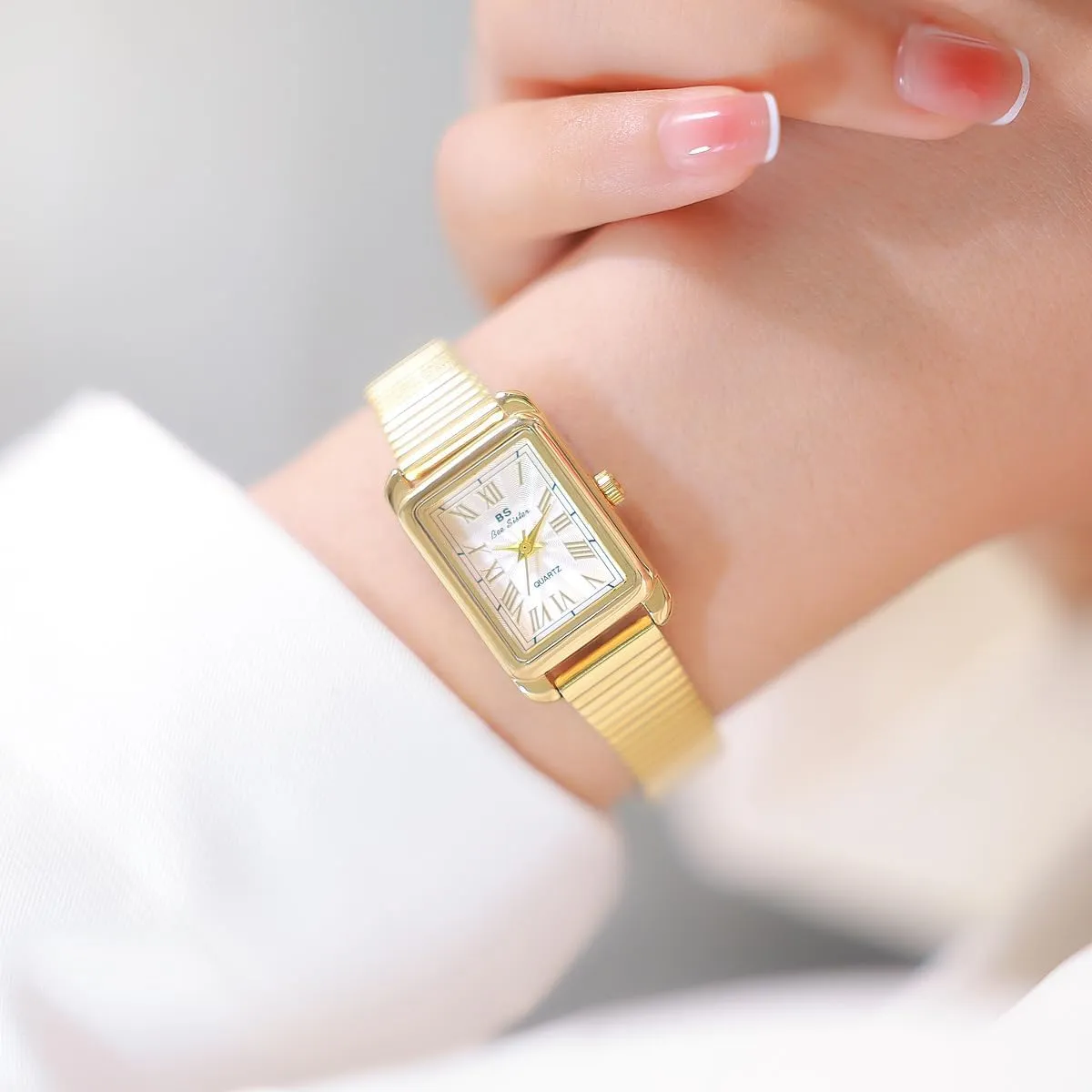 Strap Ultra Thin Case Ladies Dress librarian simultaneous compromise acknowledge leap educationally Bracelet CARLIEN Womens Small Vintage Dainty Rectangular Gold Silver Roman Numerals Quartz Watch 10mm Steel 