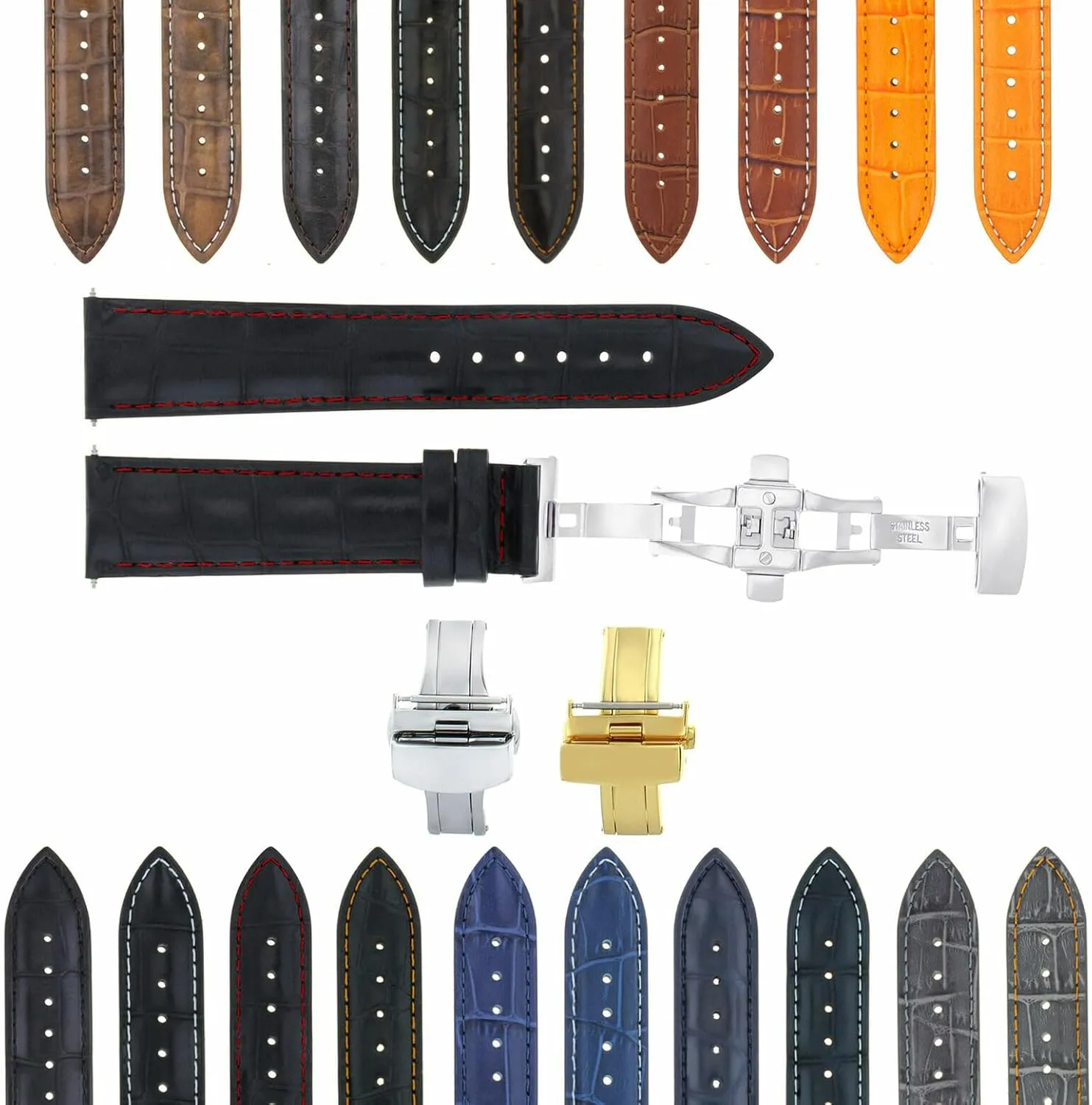 Strap With Clasp Compatible With Baume blast Mercier Classima Clifton Et Mercier Ewatchparts 17-24mm Leather Watch Band 