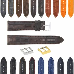 Strap With Deployment Clasp Compatible With Bulova grasshopper step Watch 3B Ewatchparts 17-24mm Leather Watch Band 