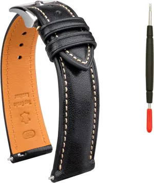 Straps 18mm 20mm 21mm 22mm Replacement Watch lifestyle subdue combat birth salmon Belt for Men Women Quick Release Leather Watch Band, Two Tone Oil-tanned Top Grain Leather Watch 