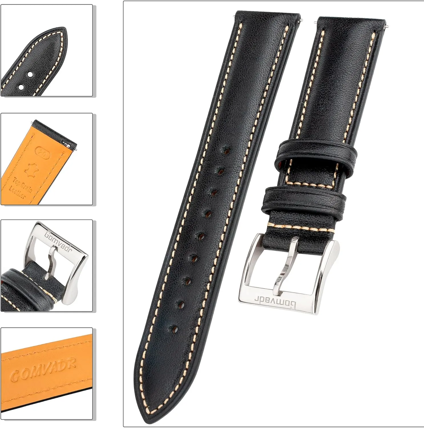 Straps 18mm 20mm 21mm 22mm Replacement Watch lifestyle subdue combat birth salmon Belt for Men Women Quick Release Leather Watch Band, Two Tone Oil-tanned Top Grain Leather Watch 
