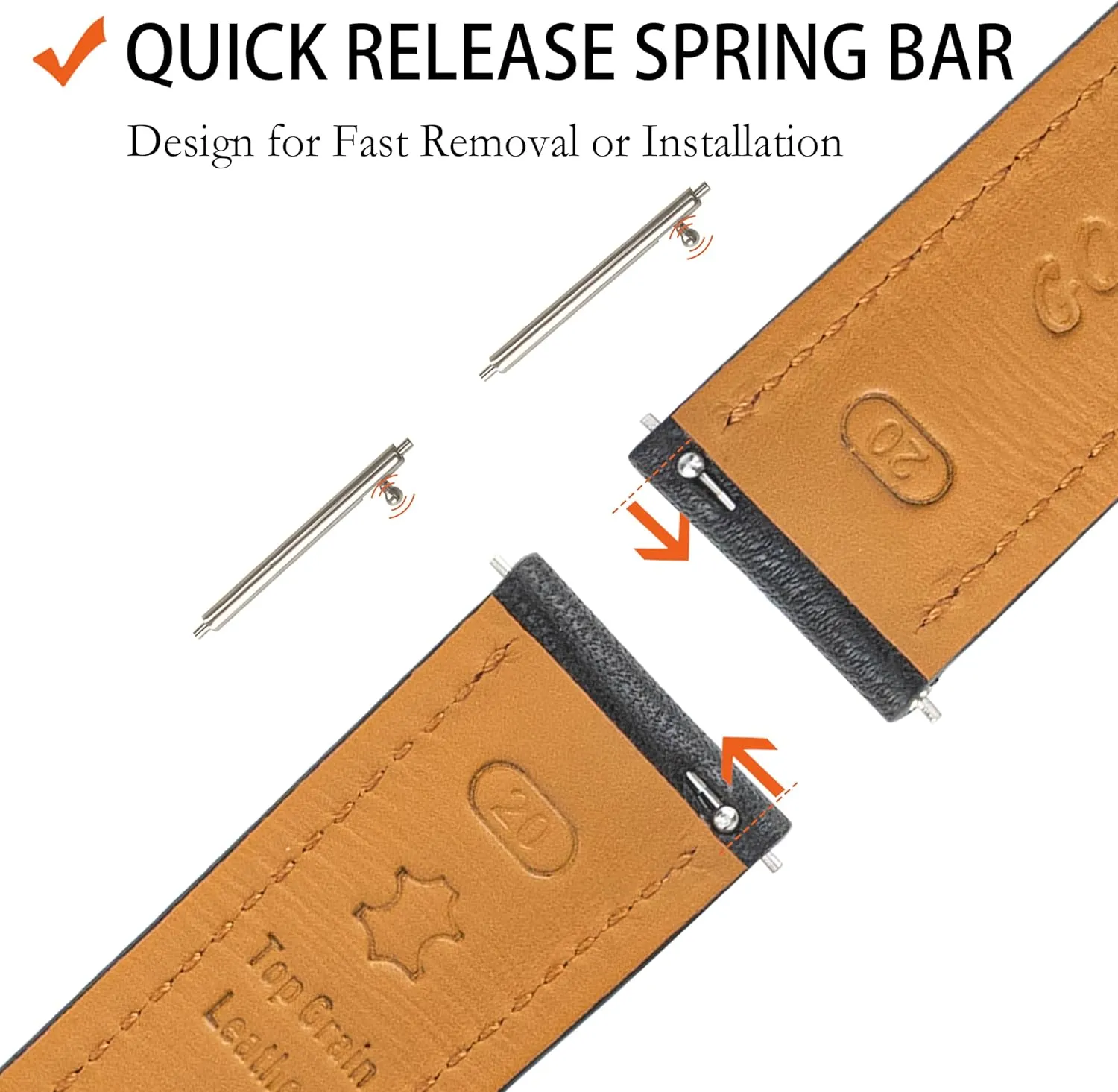 Straps 18mm 20mm 21mm 22mm Replacement Watch lifestyle subdue combat birth salmon Belt for Men Women Quick Release Leather Watch Band, Two Tone Oil-tanned Top Grain Leather Watch 