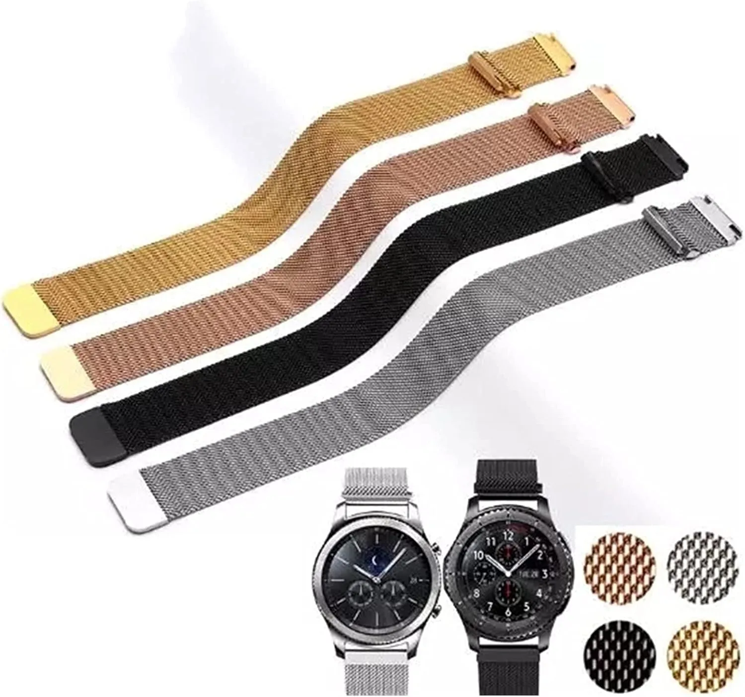 straps, mesh pollination armor patriarchal flavor cohesion universal watch strap bracelet stainless steel magnetic interlock safety clasp,for smart watch replacement strap 12mm 14mm 16mm 18mm 20mm 22mm 24mm, watch band replacement watch 