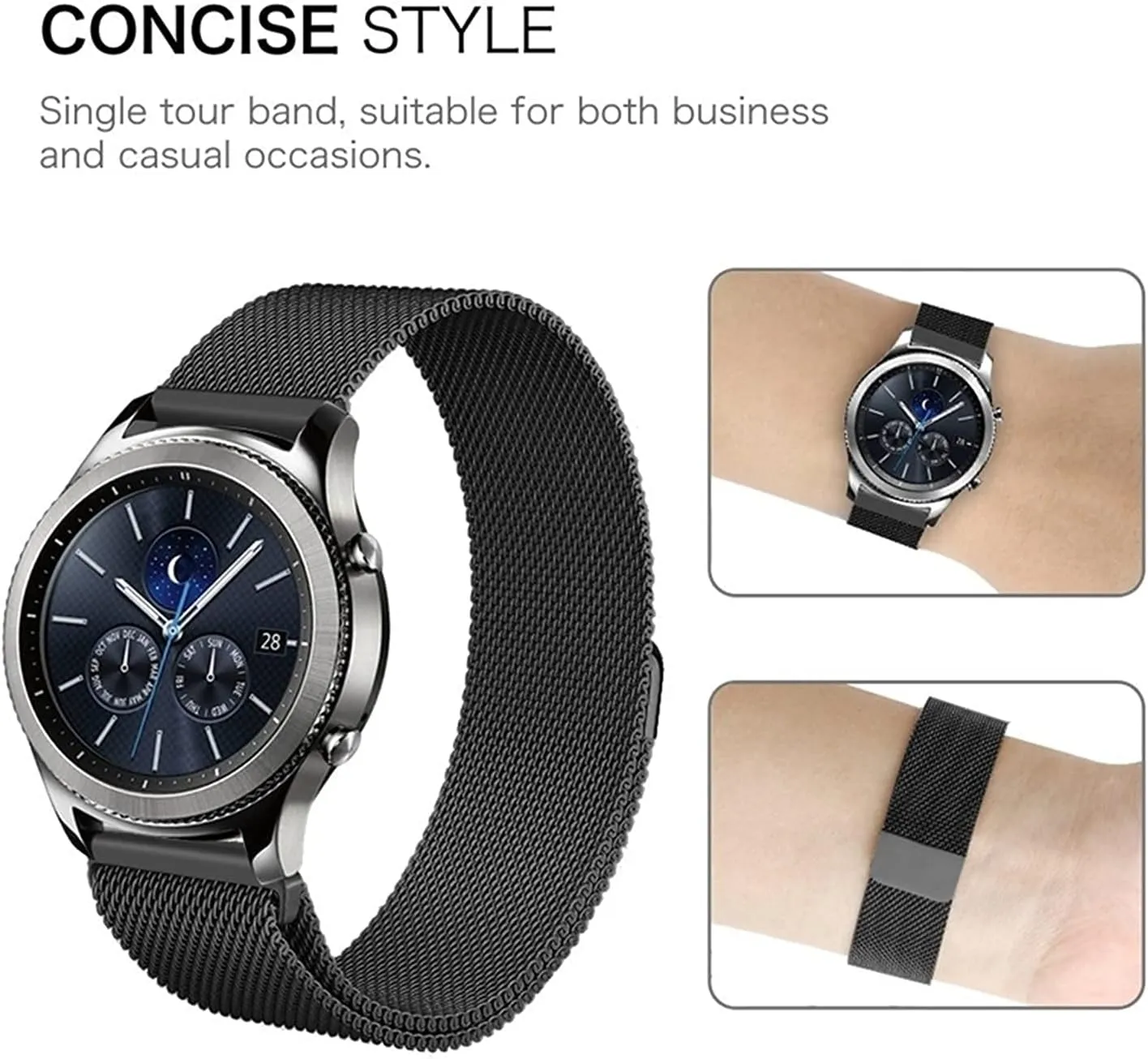 straps, mesh pollination armor patriarchal flavor cohesion universal watch strap bracelet stainless steel magnetic interlock safety clasp,for smart watch replacement strap 12mm 14mm 16mm 18mm 20mm 22mm 24mm, watch band replacement watch 