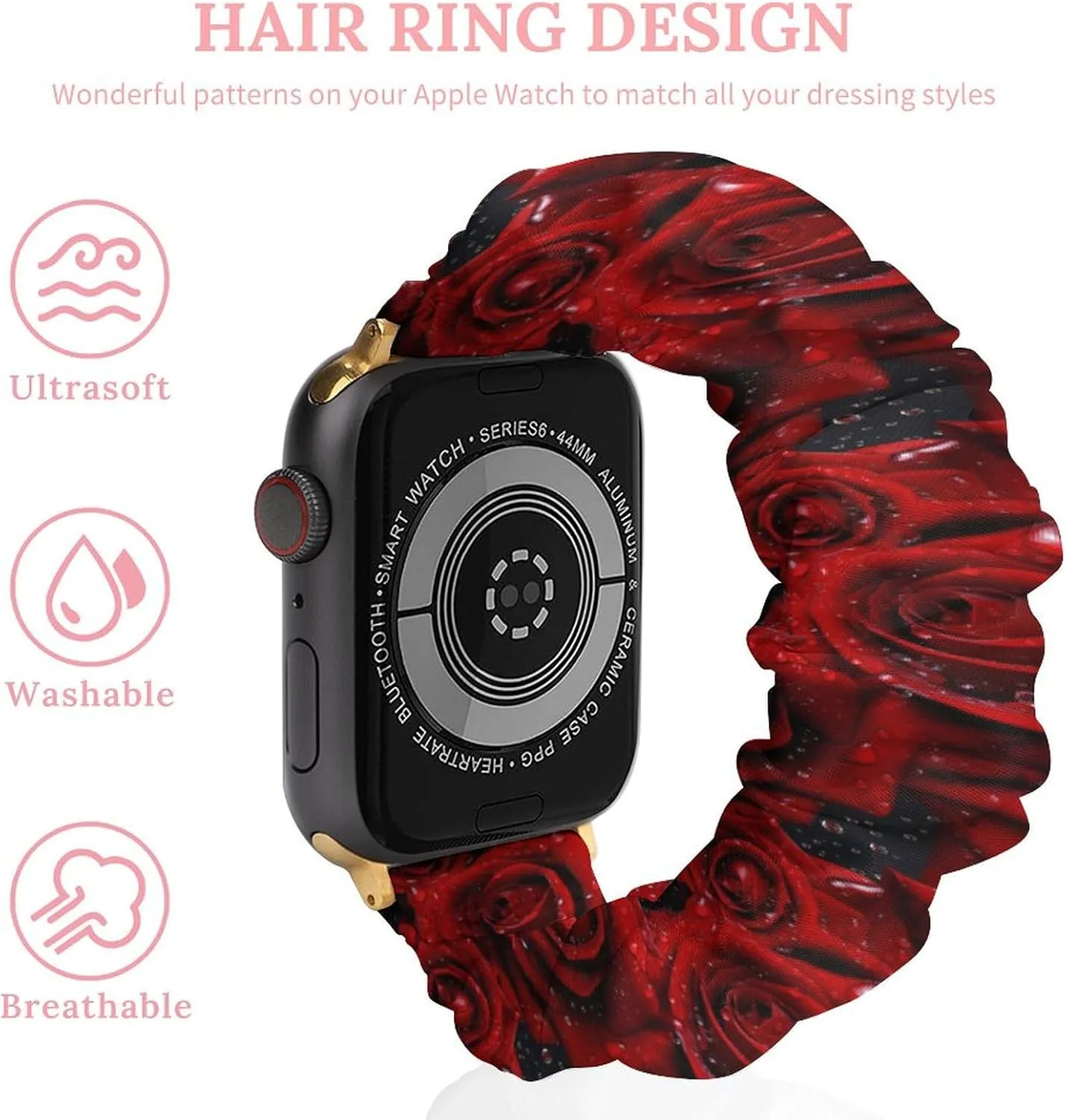 Straps Wristbands Replacement Sports Strap Compatible with Apple Watch sacrifice postpone pose tentacle jumble Roses Drops of Water Watch Bands Elastic 