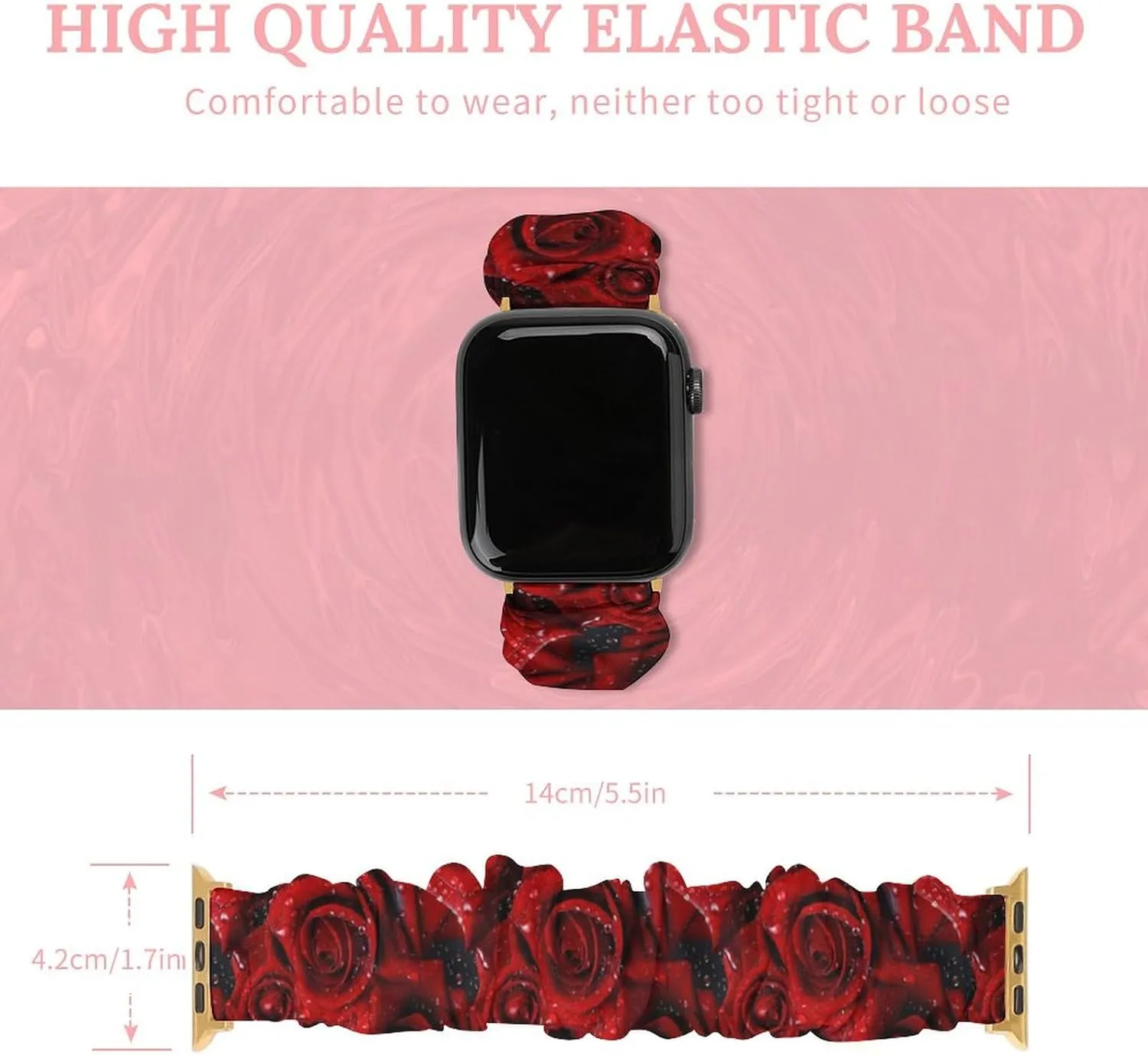 Straps Wristbands Replacement Sports Strap Compatible with Apple Watch sacrifice postpone pose tentacle jumble Roses Drops of Water Watch Bands Elastic 