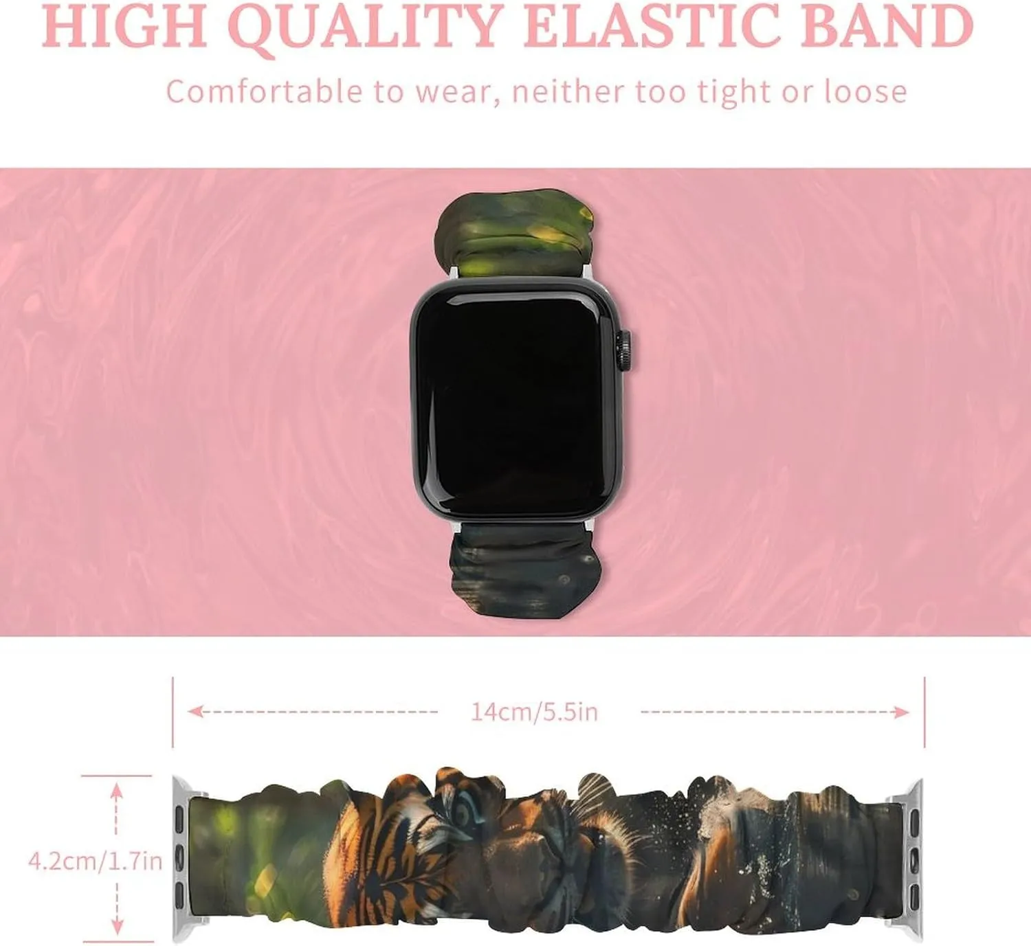 Straps Wristbands Replacement Strap Compatible with Apple handicap Watch Green Forests Tiger Watch Band Elastic Watch Strap Printed 