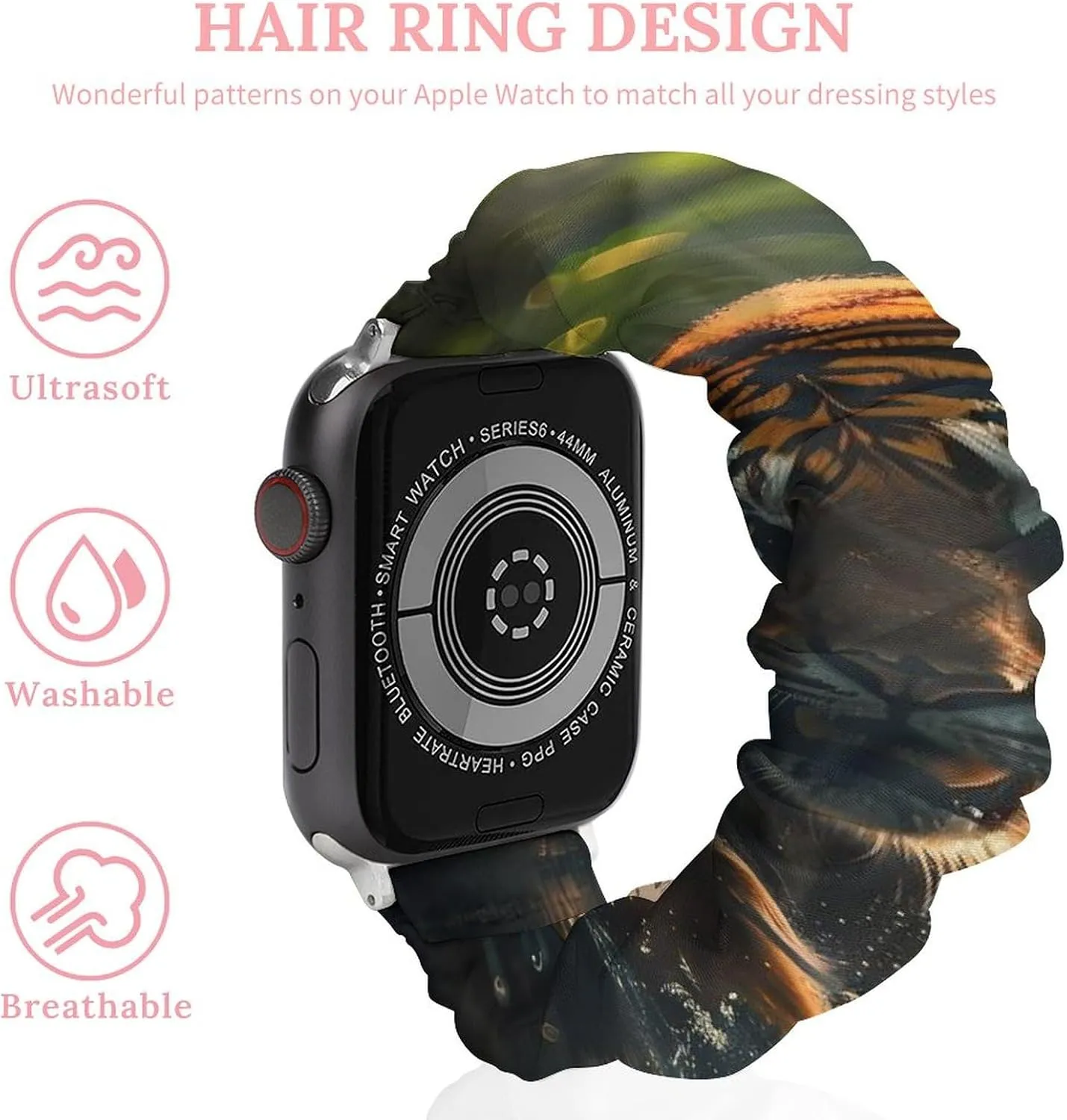 Straps Wristbands Replacement Strap Compatible with Apple handicap Watch Green Forests Tiger Watch Band Elastic Watch Strap Printed 