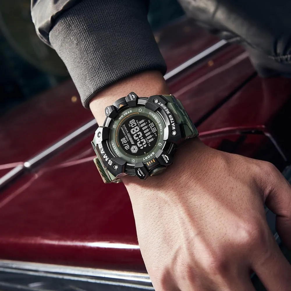 Style Men latitude Outdoor Sports Watch Fashion Student Waterproof Digital Wristwatch Adolescent Multifunction Wristwatch Camo 