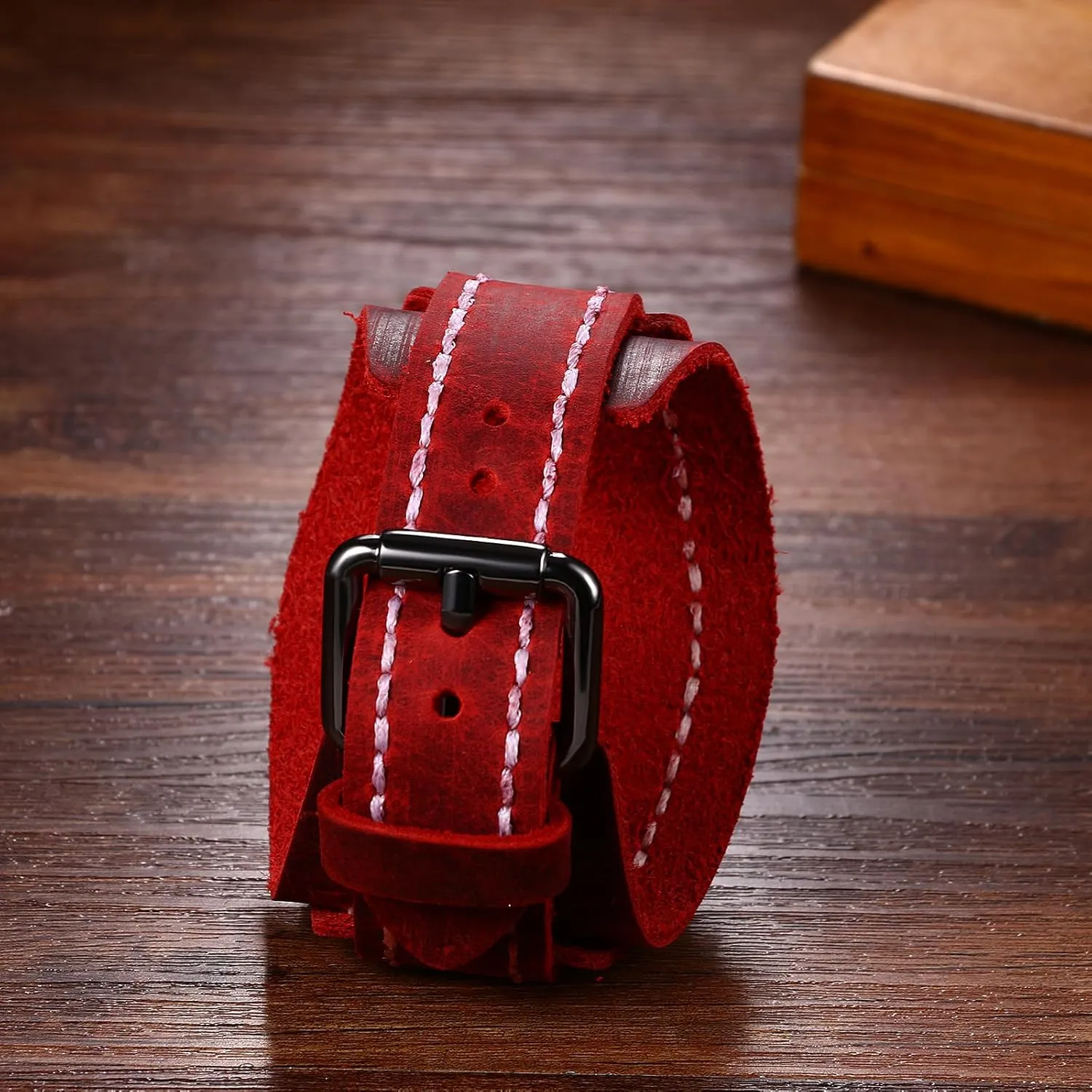 Style Men Watch polygamous luck immobility Wide Leather Fashion Cuff Wristwatch JewelryWe Black Brown Hip-hop Gothic Punk 
