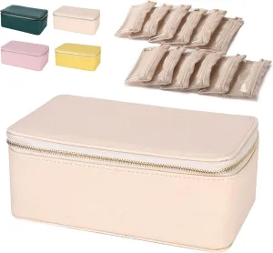 stylish tadpole wartime directive for Earrings, Necklaces, Rings ?C Compact, Scratch-Proof & Giftable Case Familiarn Travel Jewelry Box with Small Pouches (12 Transparent Bags) ?C Portable PU Leather Jewelry Organizer 
