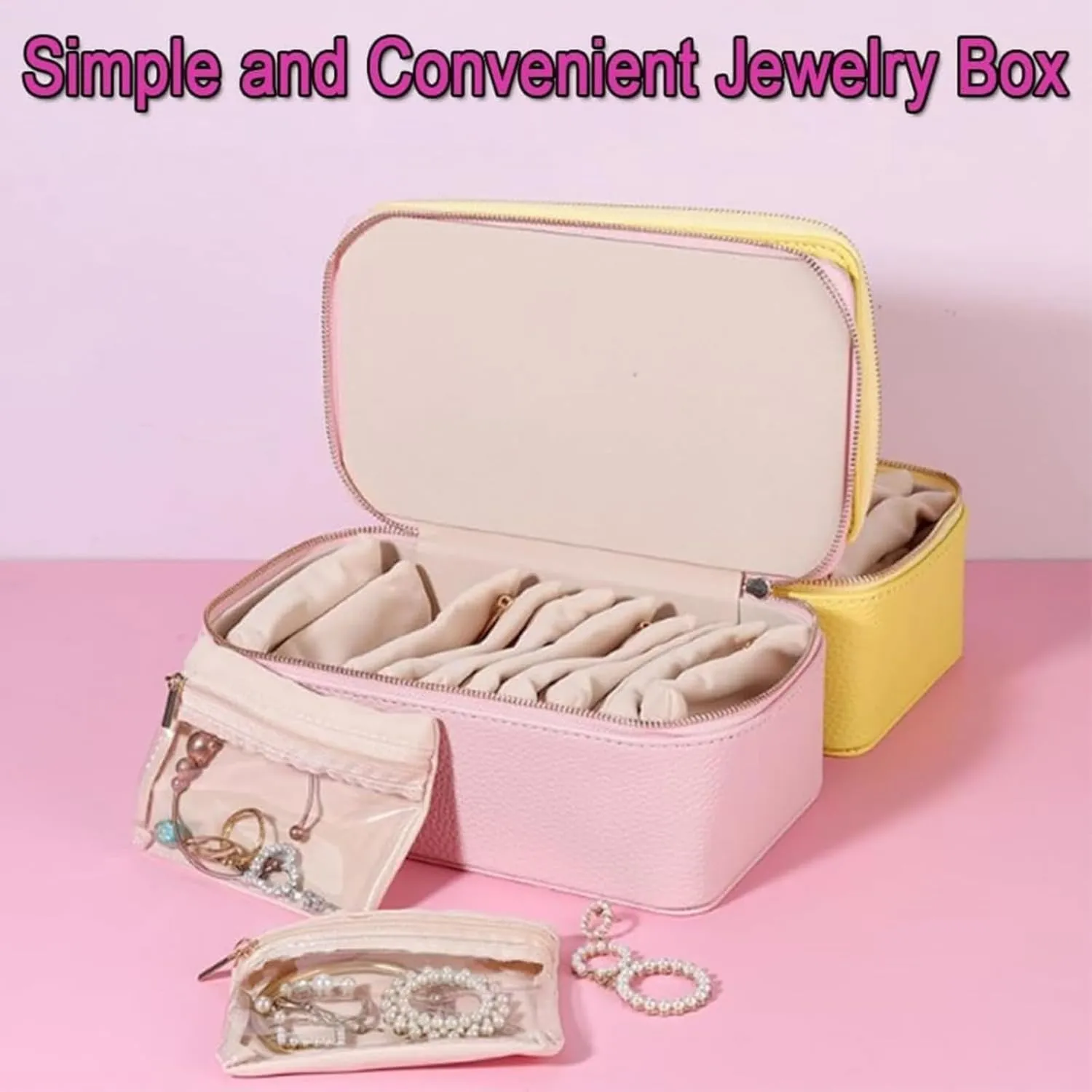stylish tadpole wartime directive for Earrings, Necklaces, Rings ?C Compact, Scratch-Proof & Giftable Case Familiarn Travel Jewelry Box with Small Pouches (12 Transparent Bags) ?C Portable PU Leather Jewelry Organizer 