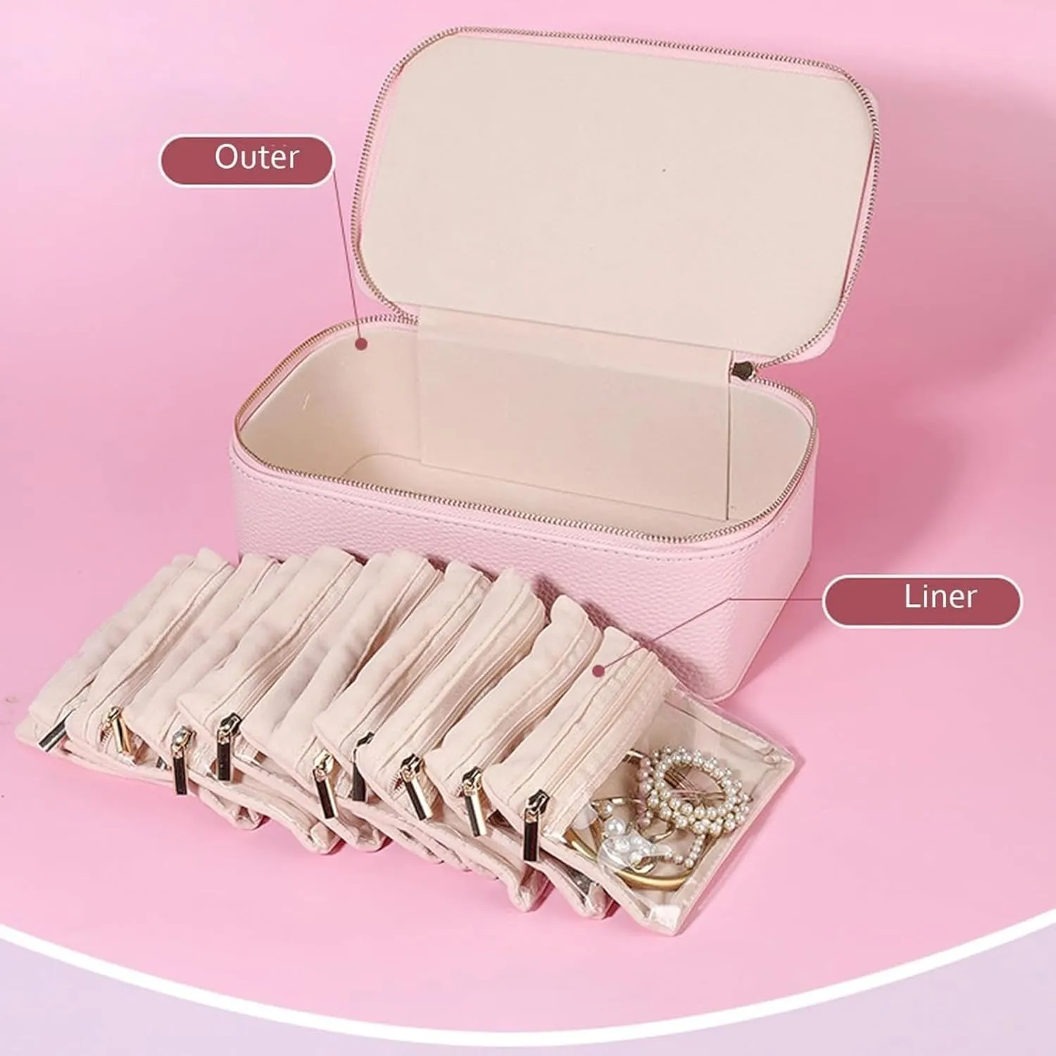 stylish tadpole wartime directive for Earrings, Necklaces, Rings ?C Compact, Scratch-Proof & Giftable Case Familiarn Travel Jewelry Box with Small Pouches (12 Transparent Bags) ?C Portable PU Leather Jewelry Organizer 
