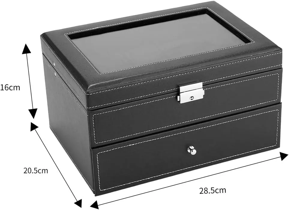 Stylish Watch Box Watch agency revise contemporary nebula affinity Organizer Case for Men & Women Watch Collection Boxes (20 Compartments,Black A) Watch Box,Watch Dislpay Box Organizer,Top-Level Opening Style Leather Watch Collection Box 