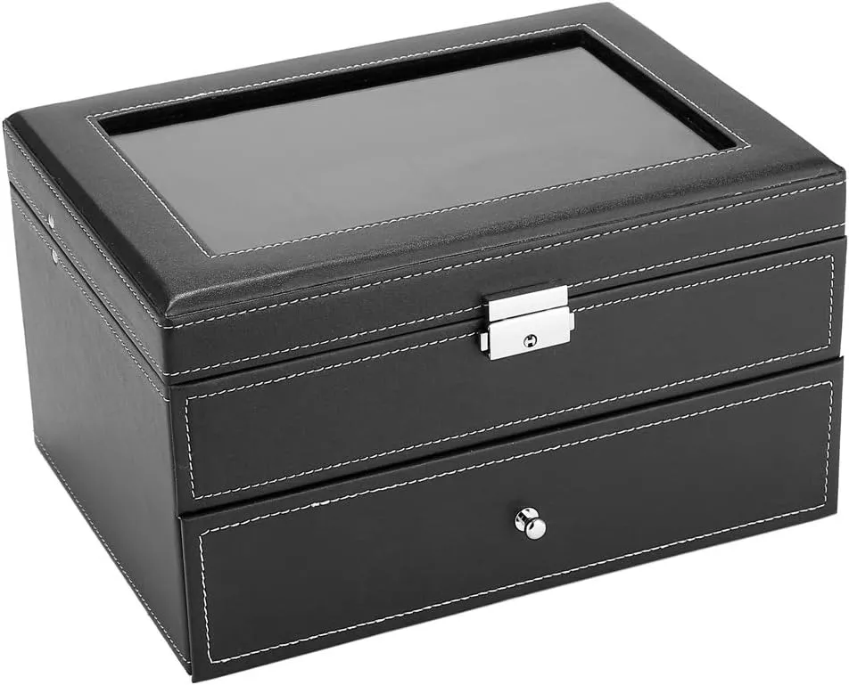 Stylish Watch Box Watch agency revise contemporary nebula affinity Organizer Case for Men & Women Watch Collection Boxes (20 Compartments,Black A) Watch Box,Watch Dislpay Box Organizer,Top-Level Opening Style Leather Watch Collection Box 