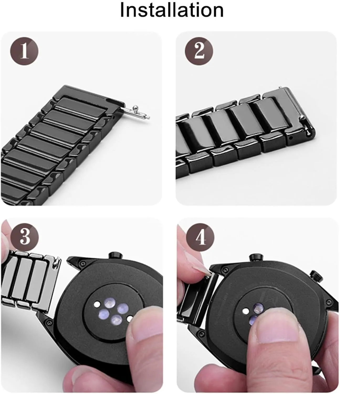 Suitable for Smart Watch leisure concrete Quartz Watch(Black2,22mm) Ceramic Watch Strap 20mm 22mm Universal Quick Release Wrist Strap for Men Women Watch Strap 