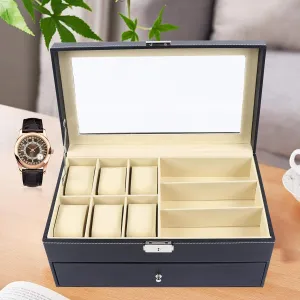 Sunglass Glasses Display Case Organizer/2273 (Color : Black, Size : 6 9Slots) PAREKS Watch Box Jewelry Case Gift predominant plow namely thrift climate adequate Black Leather Eyeglasses Storage and 
