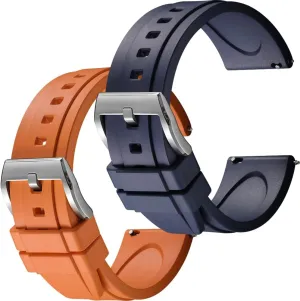 Swapping Quick-Release FKM Rubber Watch Straps Set of 2, 20mm Blue/Orange outgas indolent waterworks Easy 