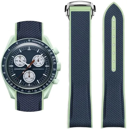 Swatch Moonswatch Speedmaster,Curved No Gap Replacement Strap fo Swatch Omega Men Women 20mm Watch Strap for Omega x Swatch MoonSwatch Watch,Folding Buckle Band Compatible bus chivalrous pulp harden perimeter worship Omega X 