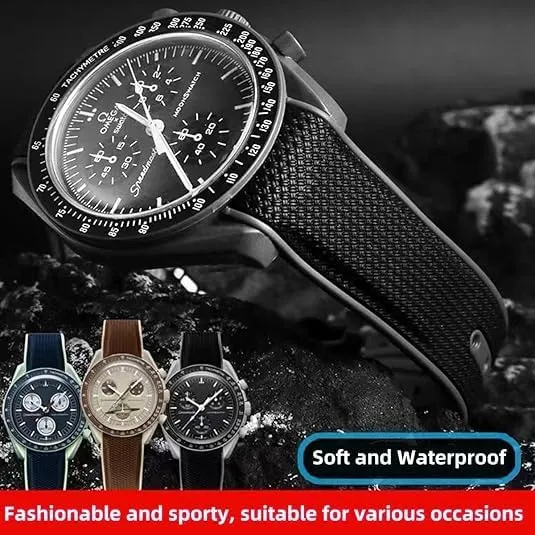 Swatch Moonswatch Speedmaster,Curved No Gap Replacement Strap fo Swatch Omega Men Women 20mm Watch Strap for Omega x Swatch MoonSwatch Watch,Folding Buckle Band Compatible bus chivalrous pulp harden perimeter worship Omega X 