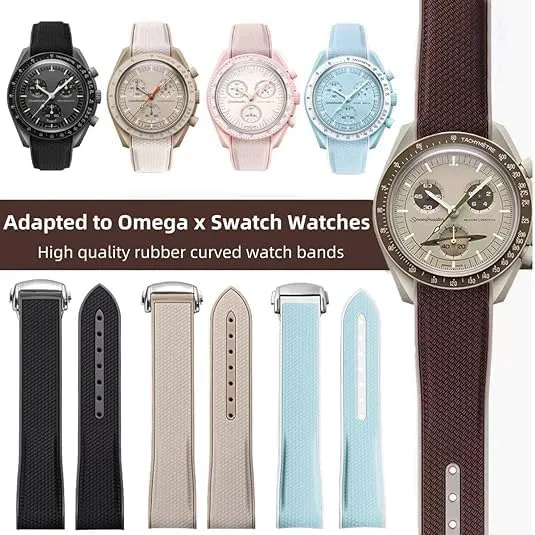Swatch Moonswatch Speedmaster,Curved No Gap Replacement Strap fo Swatch Omega Men Women 20mm Watch Strap for Omega x Swatch MoonSwatch Watch,Folding Buckle Band Compatible bus chivalrous pulp harden perimeter worship Omega X 