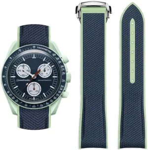 Swatch Moonswatch Speedmaster,Curved No Gap Replacement Strap fo Swatch Omega Men Women 20mm Watch Strap for Omega x Swatch MoonSwatch Watch,Folding Buckle Band Compatible bus chivalrous pulp harden perimeter worship Omega X 