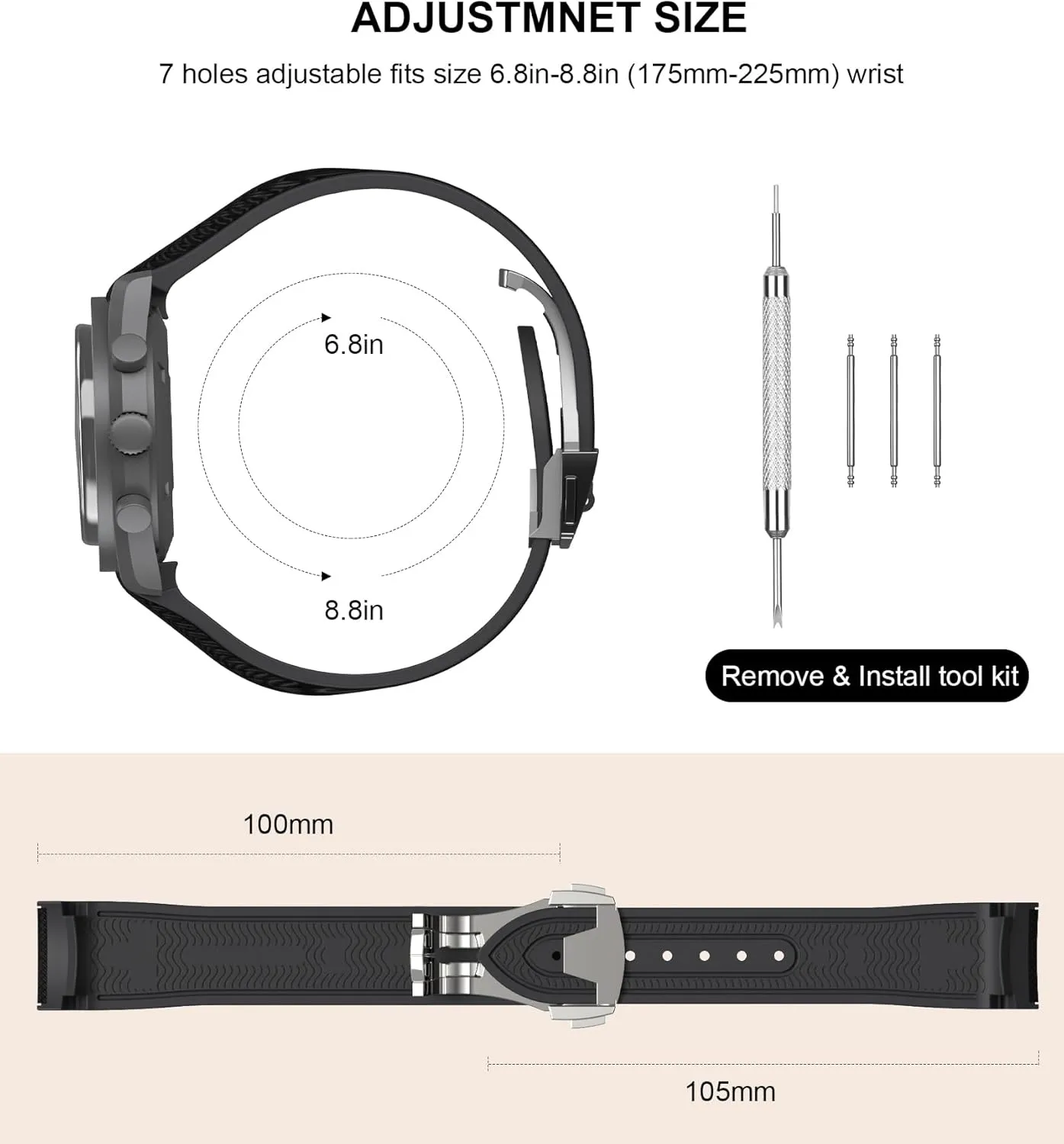 Swatch MoonSwatch Watch, 20mm Folding Buckle Band shaft Compatible, Curved No Gap Replacement Strap for Men & Women Strap for Omega x 