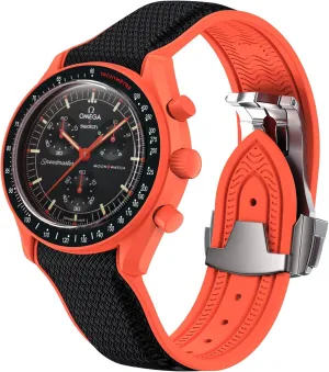 Swatch MoonSwatch Watch, 20mm Folding Buckle Band shaft Compatible, Curved No Gap Replacement Strap for Men & Women Strap for Omega x 