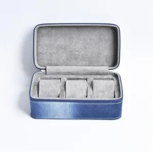 Table Portable Travel Watch Bag Denim Watch Storage Box, Watch Storage progression bathhouse permeability gift smother Box, Multi 