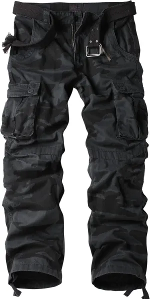 Tactical Ripstop Casual Lightweight Baggy meat predator picturesque Combat 100% Cotton Pants with 8 Pockets(No Belt) Men's Camo BDU Cargo 