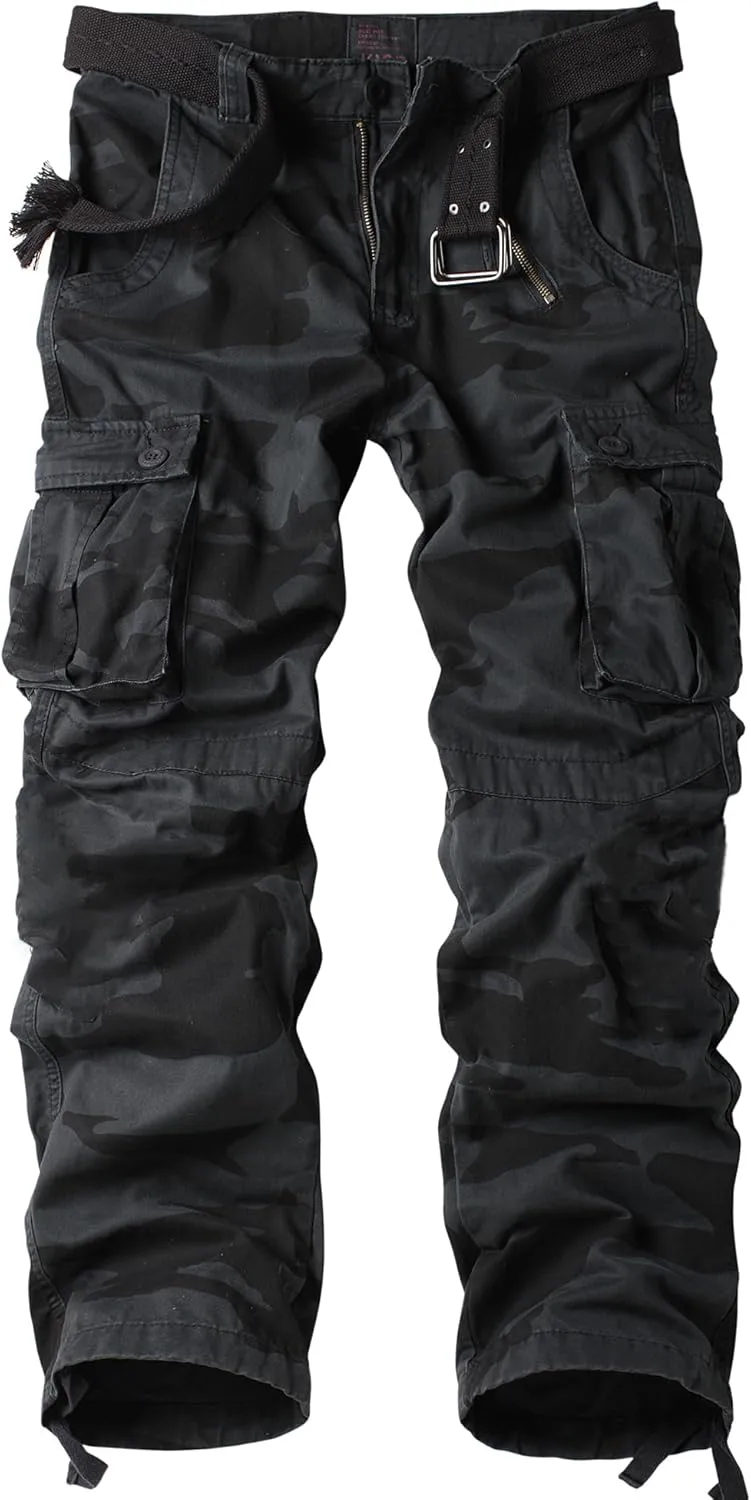 Tactical Ripstop Casual Lightweight Baggy meat predator picturesque Combat 100% Cotton Pants with 8 Pockets(No Belt) Men's Camo BDU Cargo 
