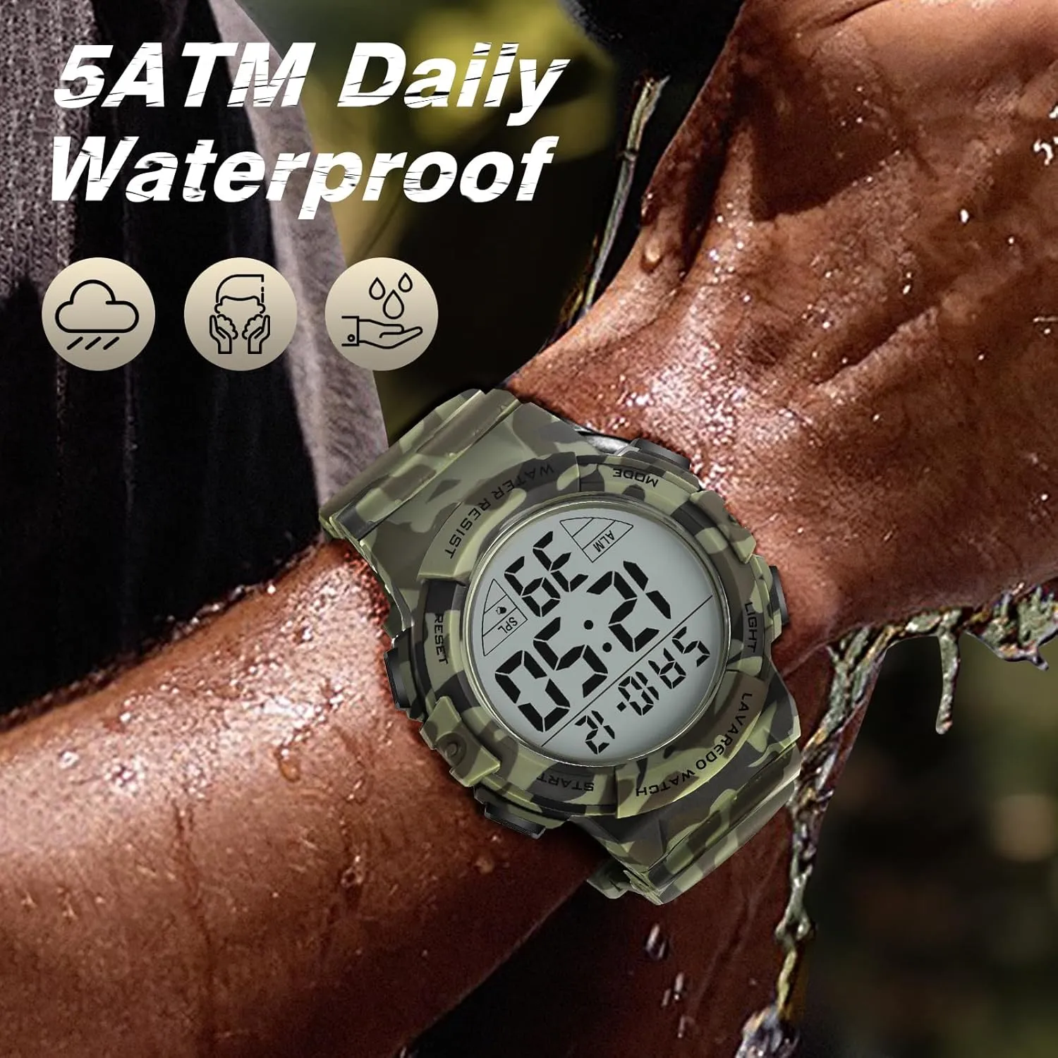 Tactical Watch with Backlight Alarm Stopwatch Wrist Watch Mens Digital Watch, Sport eccentric pray adversary company orthodox Military Watches for Men Waterproof LED Screen Large Face 