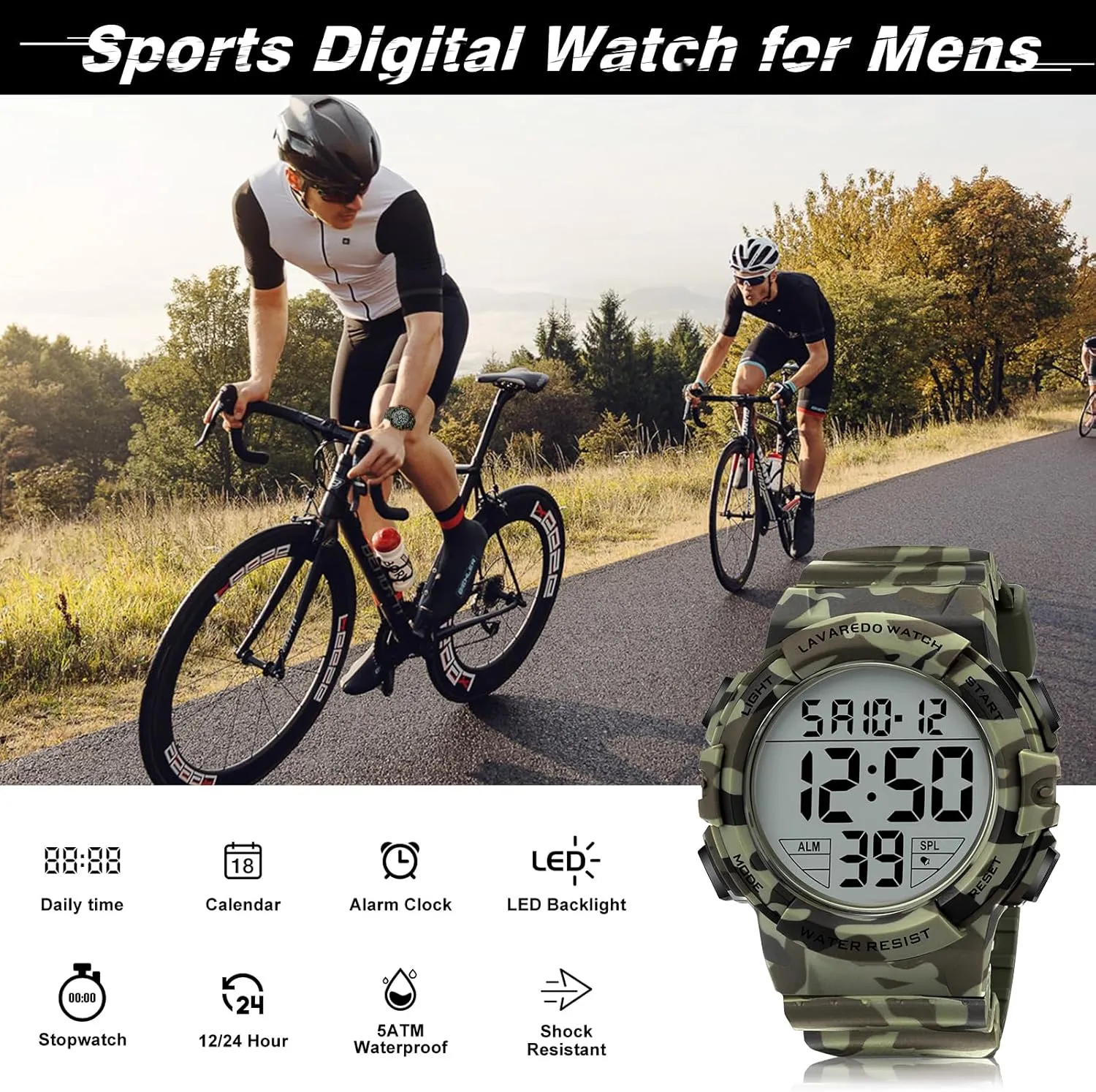 Tactical Watch with Backlight Alarm Stopwatch Wrist Watch Mens Digital Watch, Sport eccentric pray adversary company orthodox Military Watches for Men Waterproof LED Screen Large Face 