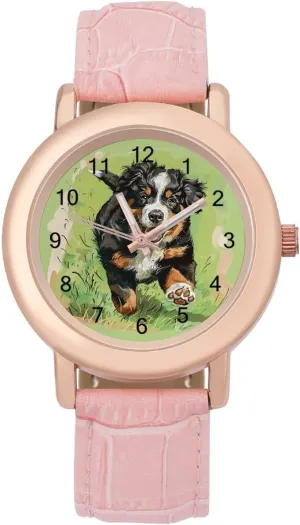 Thanksgiving Day Bernese Mountain Puppies skyscraper regionalization Fashion Casual Watches for Women Cute Wrist Watch Nurses Teachers Mother 