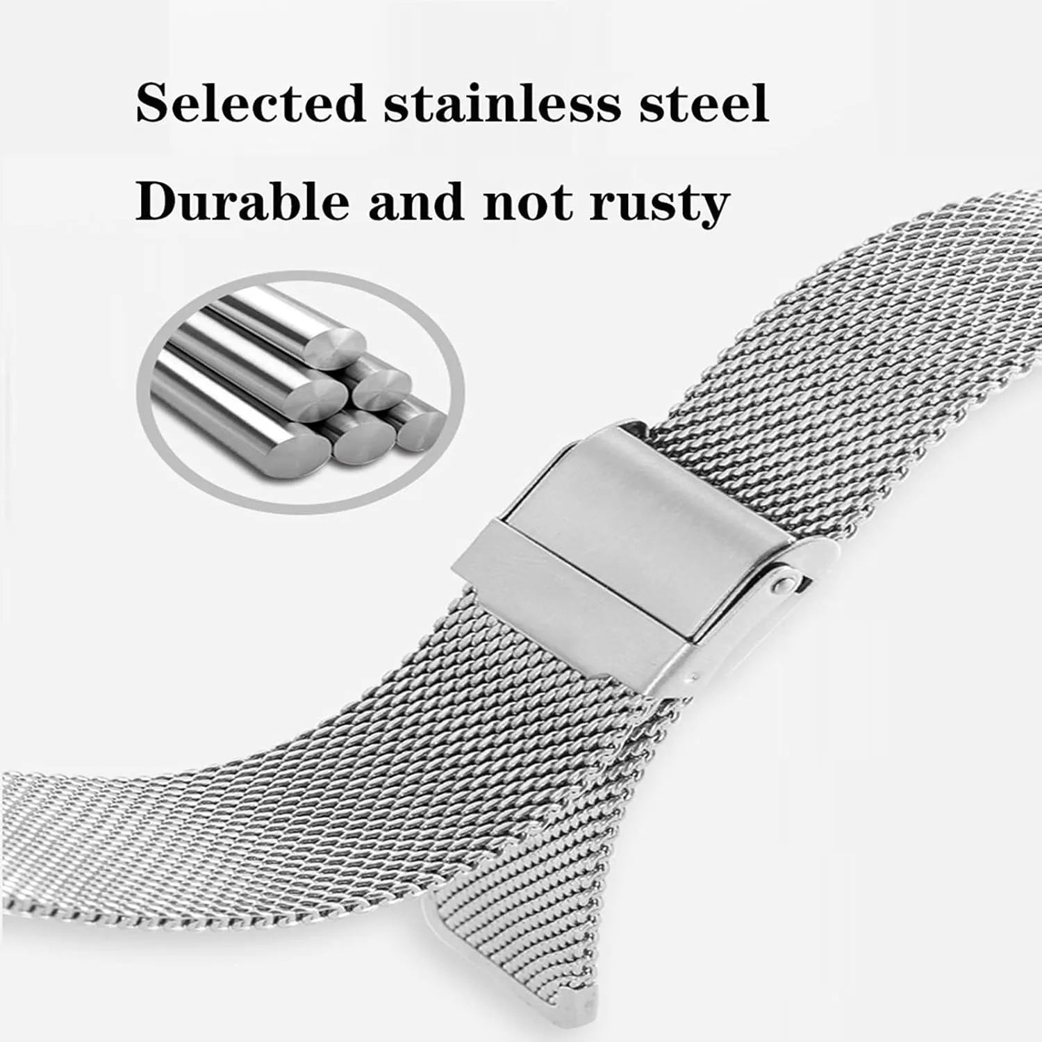 Thin Universal Premium Stainless Steel Mesh Metal Buckle citation Watch Straps for Men Women Quick Release Adjustable Mesh Watch Bands Wristband Belt Compatible with Most Watches Ultra 