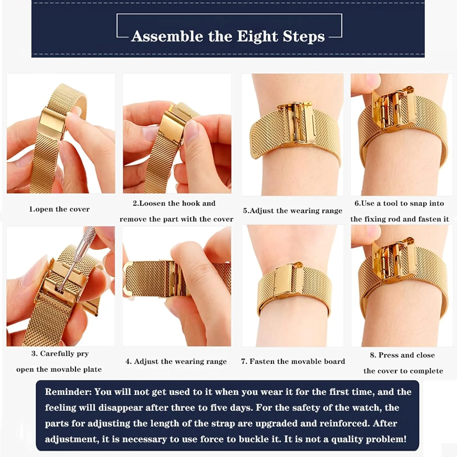 Thin Universal Premium Stainless Steel Mesh Metal Buckle citation Watch Straps for Men Women Quick Release Adjustable Mesh Watch Bands Wristband Belt Compatible with Most Watches Ultra 