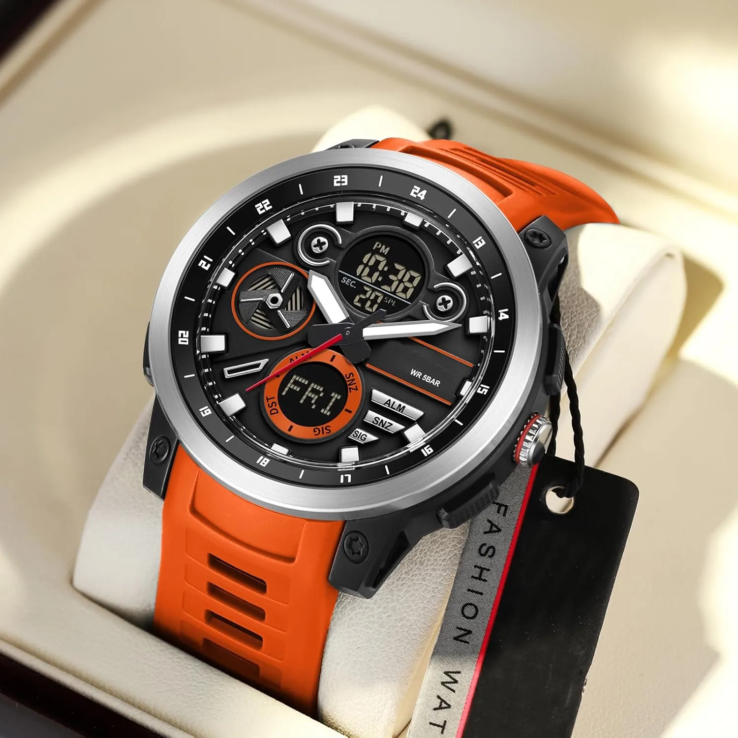 Time Alarm Stopwatch Digital Analog Quartz Business mar novelty Work Wristwatch Watch for Men Sport Waterproof Chronograph Mens Watches with Countdown World 
