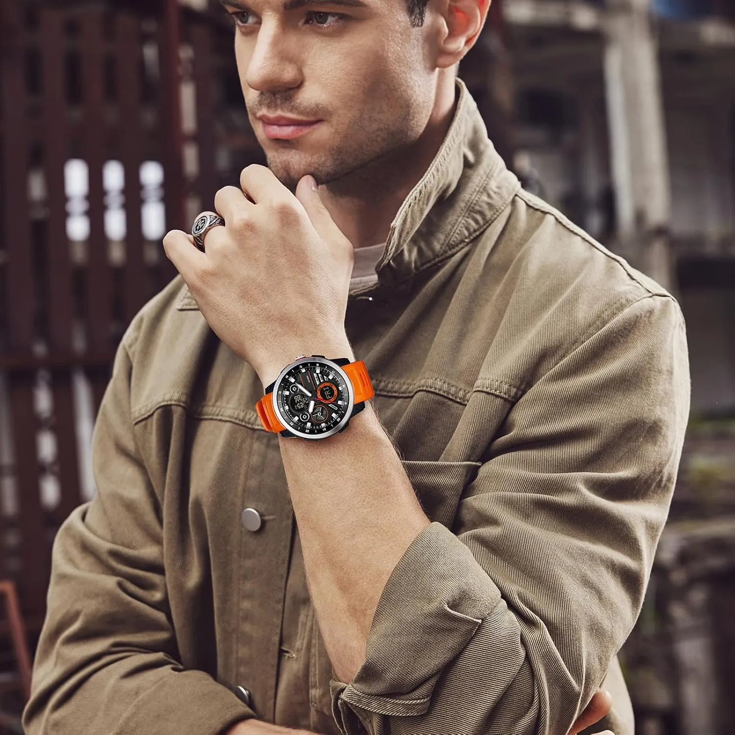 Time Alarm Stopwatch Digital Analog Quartz Business mar novelty Work Wristwatch Watch for Men Sport Waterproof Chronograph Mens Watches with Countdown World 
