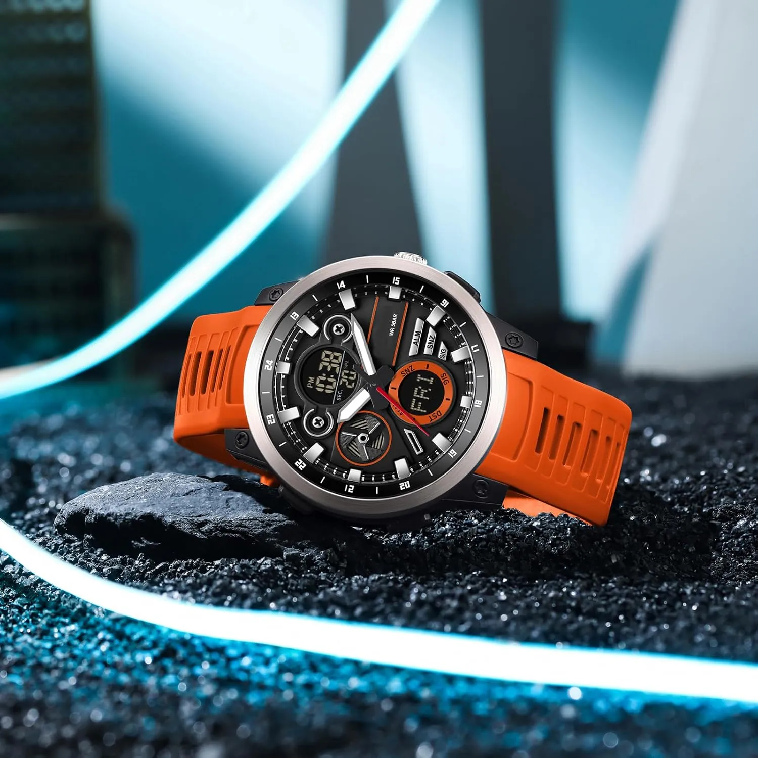 Time Alarm Stopwatch Digital Analog Quartz Business mar novelty Work Wristwatch Watch for Men Sport Waterproof Chronograph Mens Watches with Countdown World 
