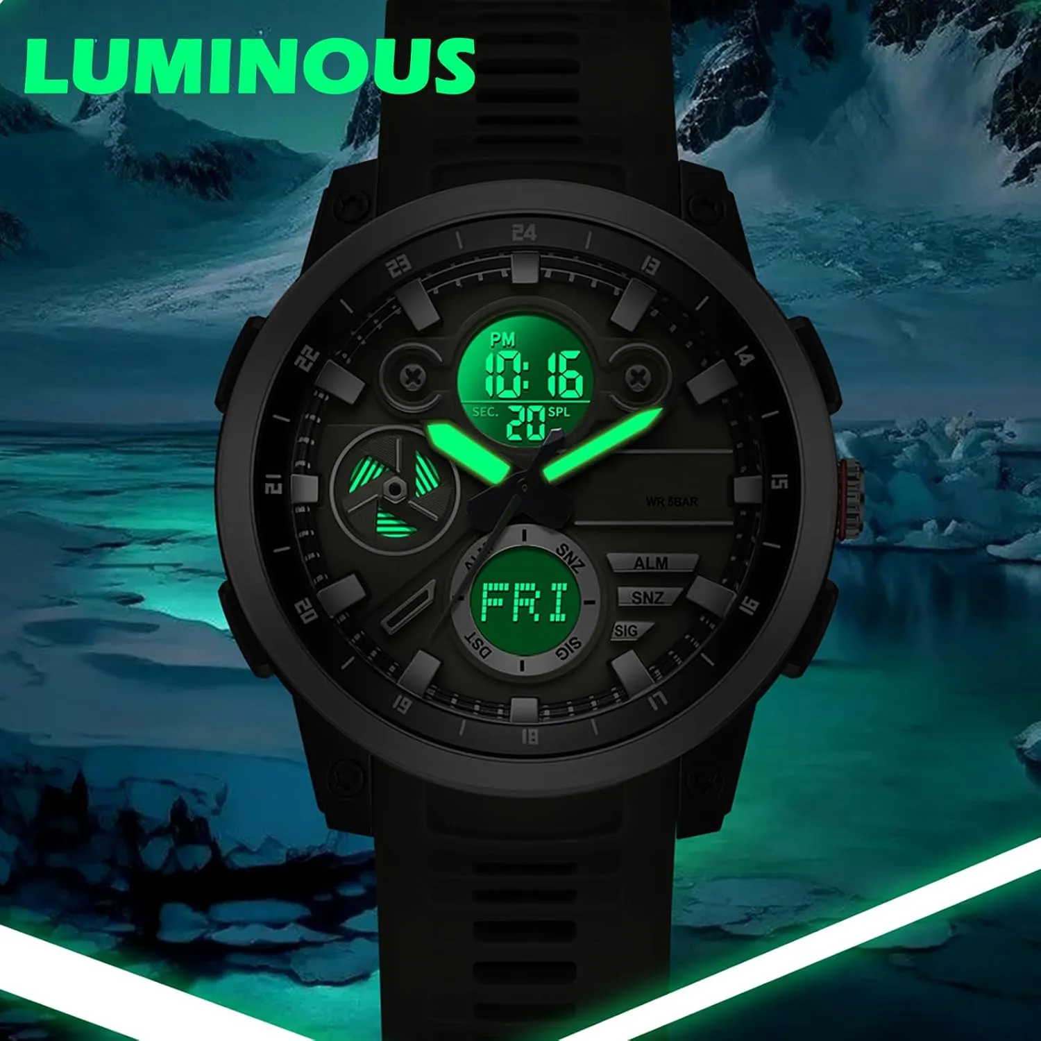Time Alarm Stopwatch Digital Analog Quartz Business mar novelty Work Wristwatch Watch for Men Sport Waterproof Chronograph Mens Watches with Countdown World 