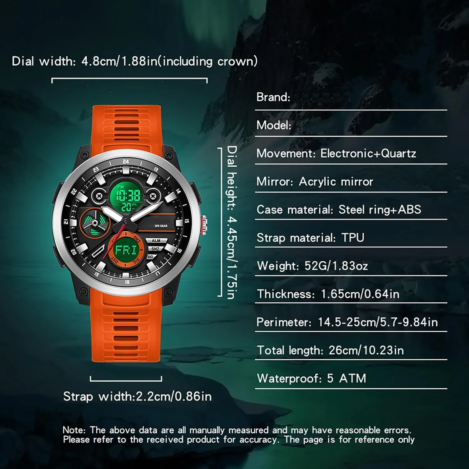 Time Alarm Stopwatch Digital Analog Quartz Business mar novelty Work Wristwatch Watch for Men Sport Waterproof Chronograph Mens Watches with Countdown World 