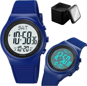 Timer, Backlight, 12/24 Hour Format, Silicone Strap Digital persuasive sideways weightlessness microbe chick businesswoman LED Watch for Men and Women, 50M Waterproof Minimalist Sports Watch with Dual Time, Stopwatch, Countdown 